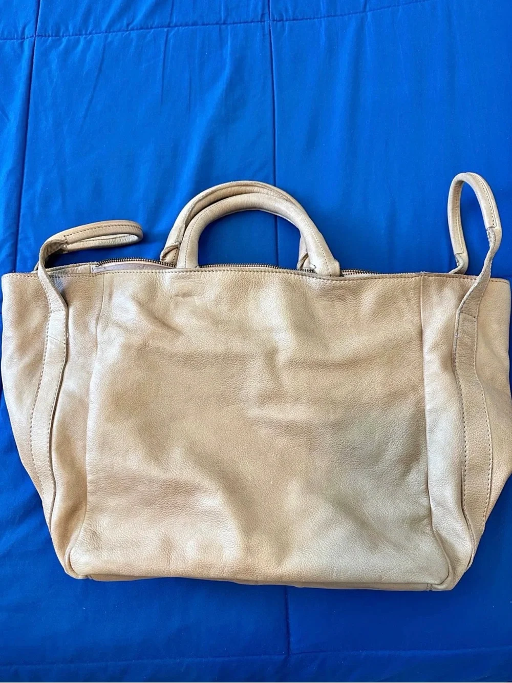 Free People Soft Leather Tote in Light Beige